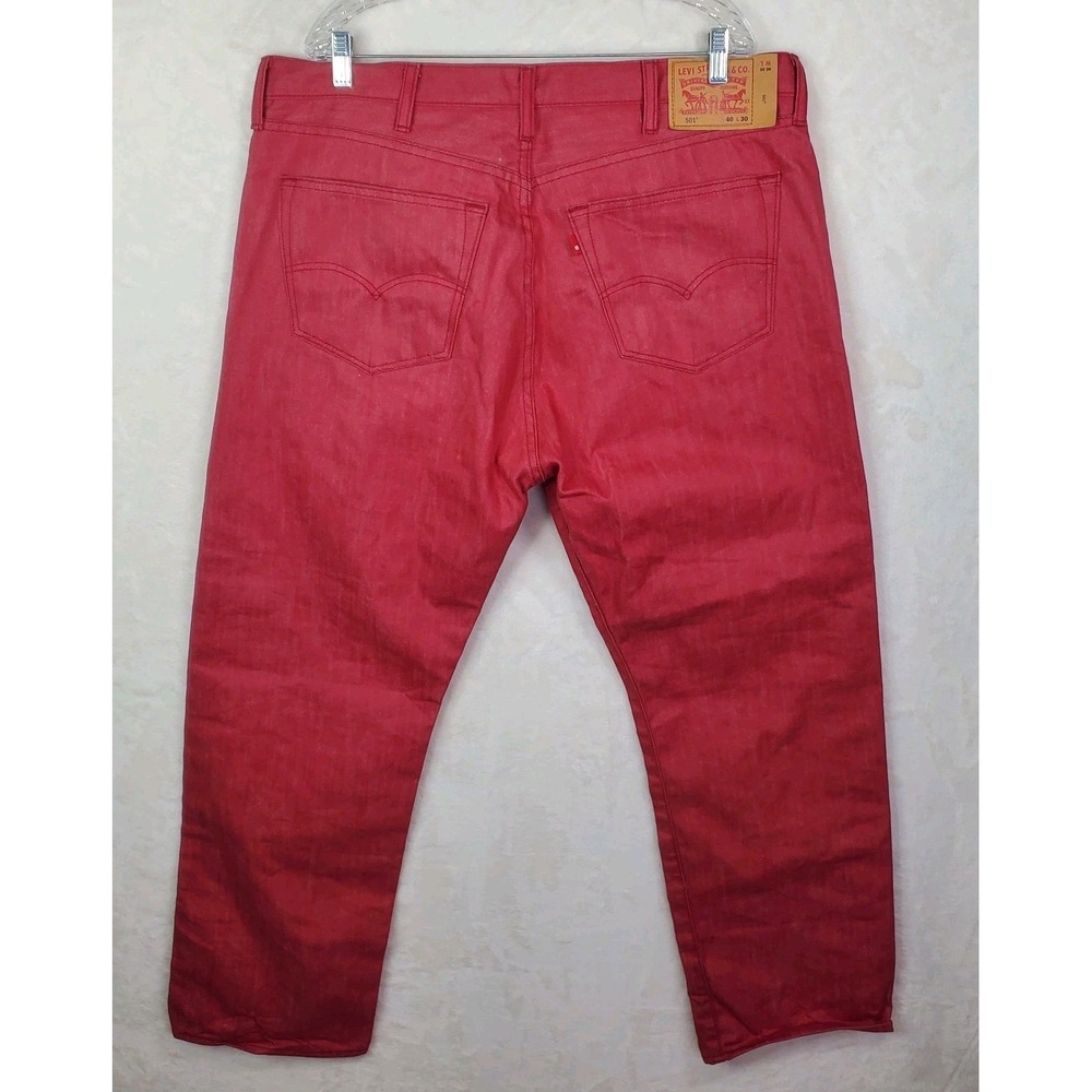 LEVI'S 501 Red Buttonfly Denim MEN'S Straight Leg Jeans Sz 40x30 PC9-00501-2511